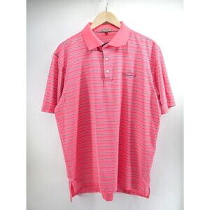 Peter Millar Summer‎ Comfort Polo Shirt Mens Pink White Black Striped E4
